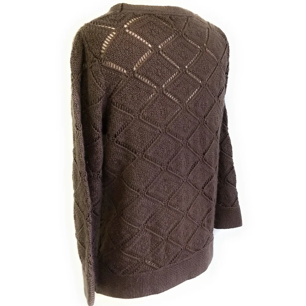 MISSGUIDED Brown 3/4 Sleeve Open Knit Sweater M - Picture 6 of 8